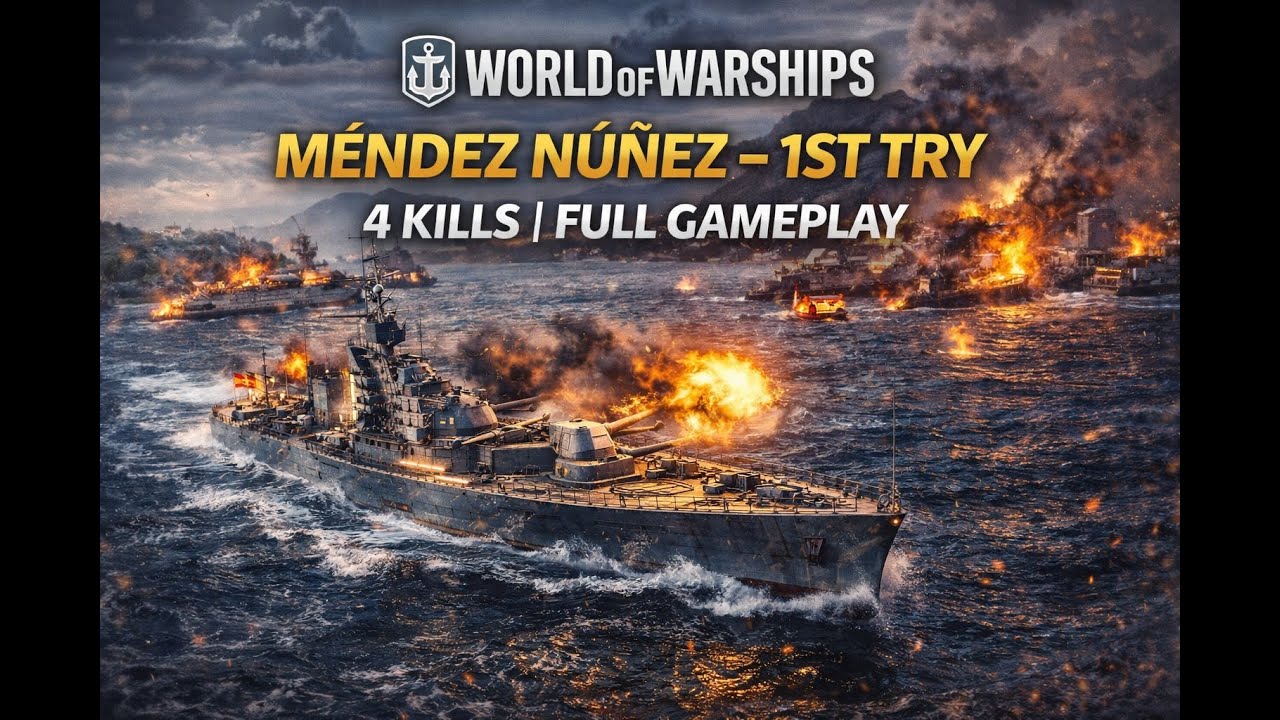 World of Warships Méndez Núñez – 1st Try | 4 Kills | Full Gameplay
