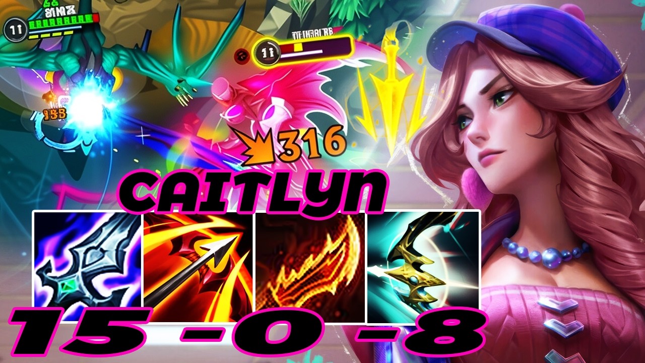 WILD RIFT CAITLYN ADC GAMEPLAY | 15 -0 -8 MVP | CAITLYN  BUILD RUNES