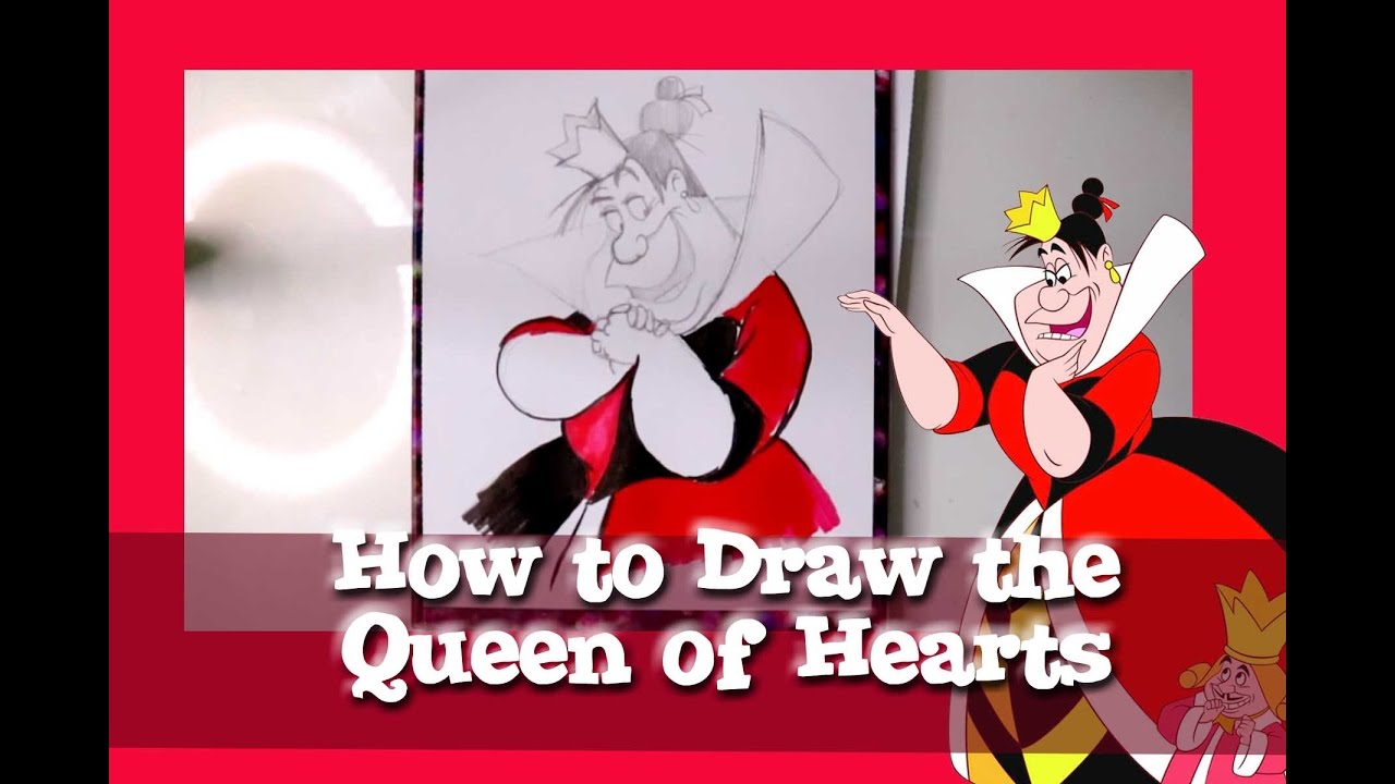 How to Draw the QUEEN OF HEARTS from Disney's Alice in Wonderland - @dramaticparrot