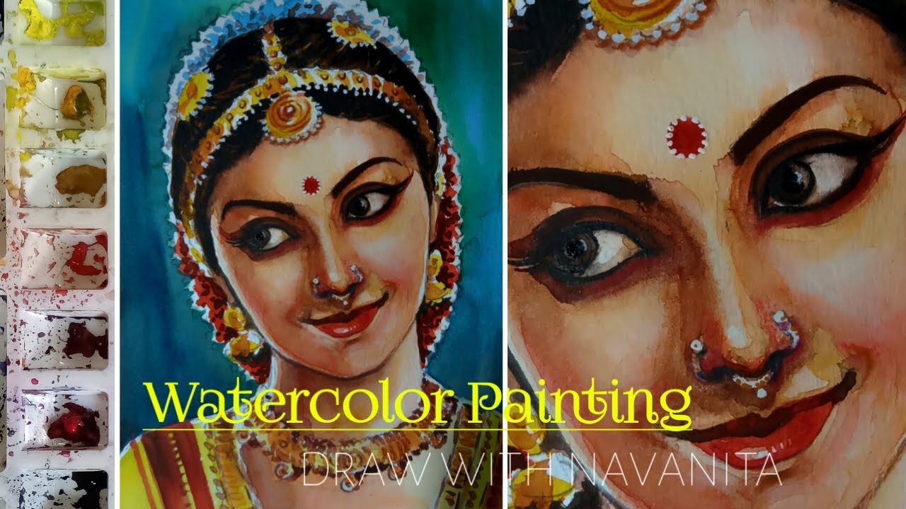 How to paint a face with watercolor / Face of a dancing girl /Watercolor Face Painting
