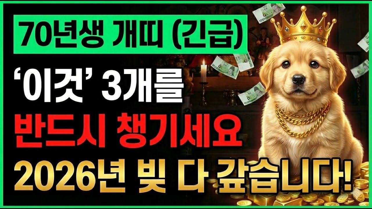 [70년생 개띠 필독!] (긴급) 🚨 2026년 빚 다 갚고 꽃길만 걸으려면 '이것' 3개를 꼭 챙기세요! 💰✨🙏