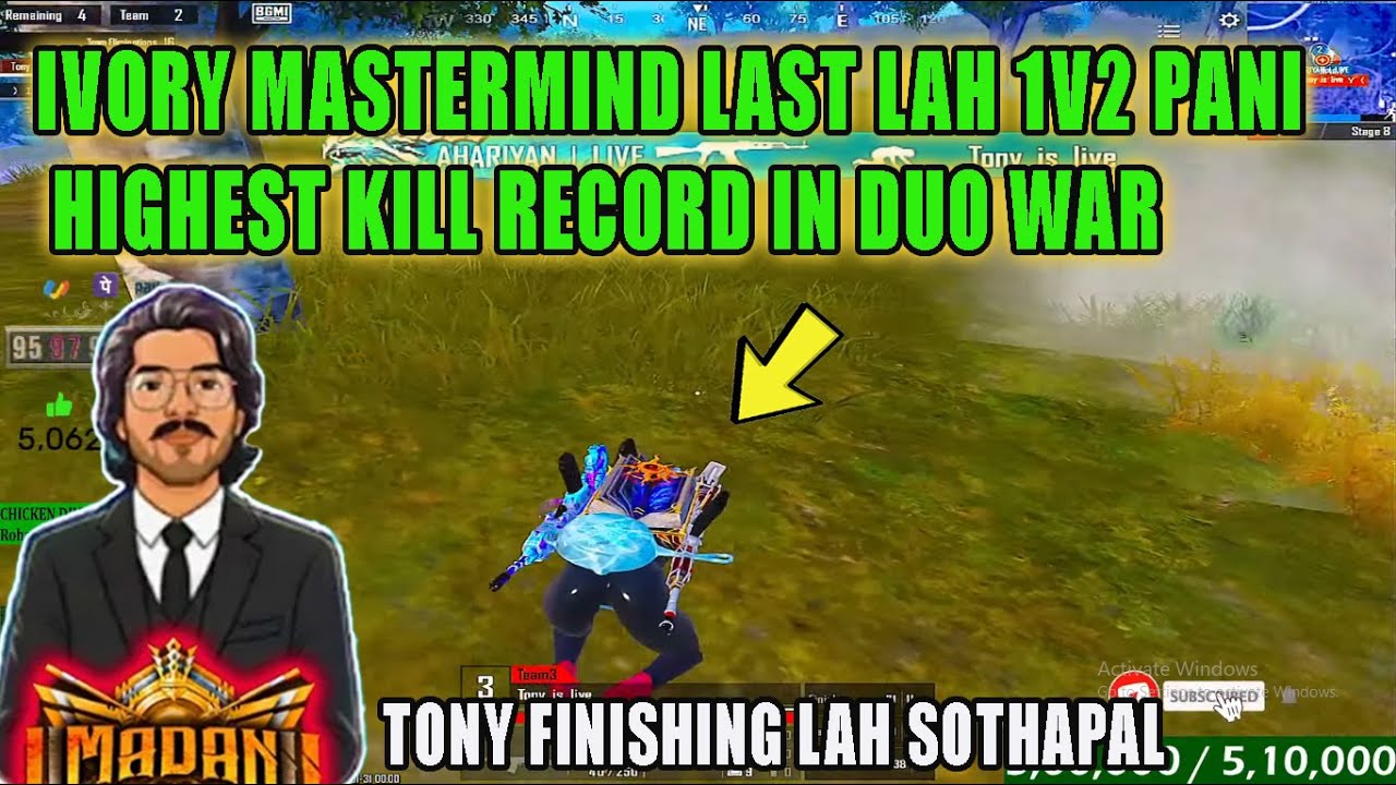 IVORY MASTERMIND LAST LAH 1V2 PANI HIGHEST KILL RECORD IN DUO WAR TONY FINISHING LAH SOTHAPAL#btswar