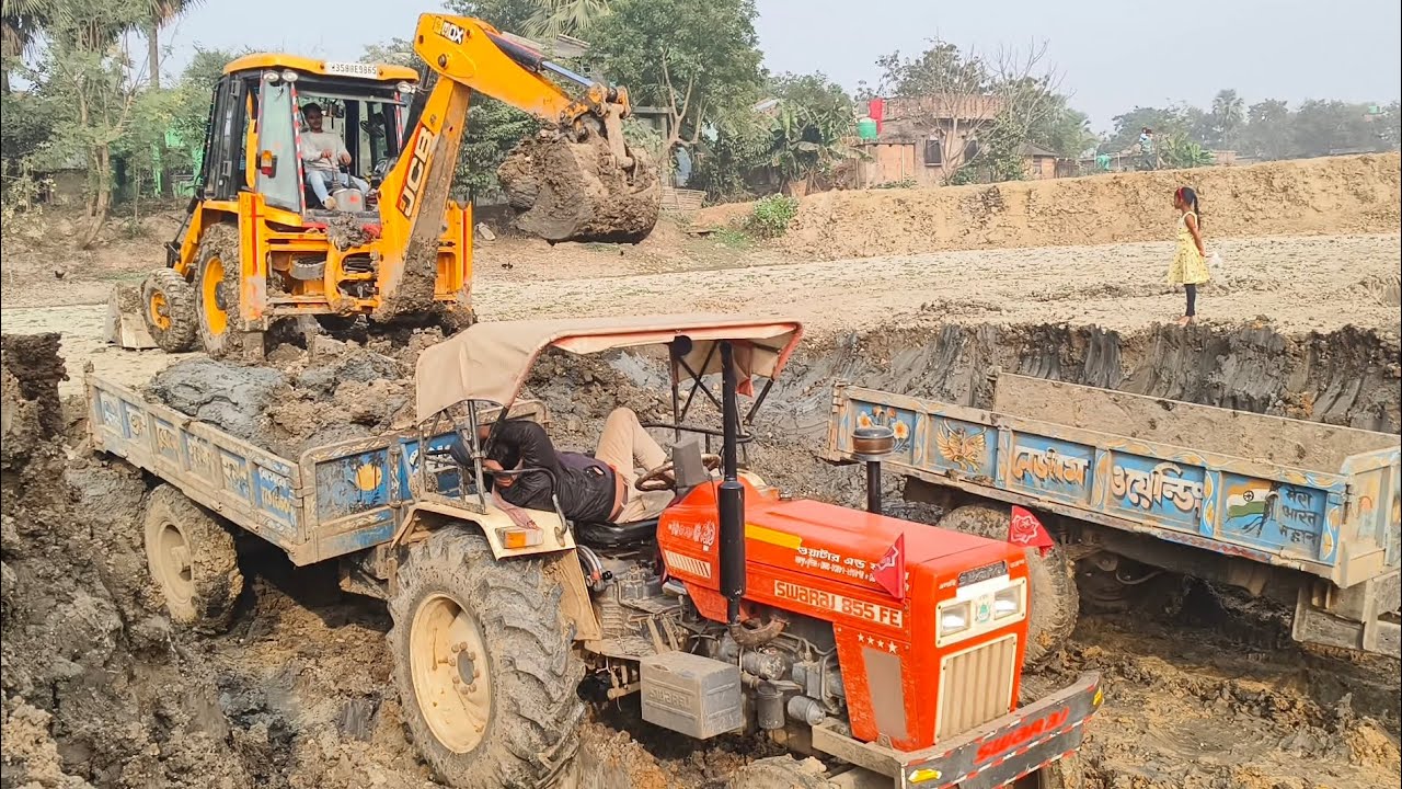 Swaraj 855 Tractor Swaraj 855 Tractor Trolley Full Lod Sonalika Tractor Trolley Full Lod Jcb Loding 