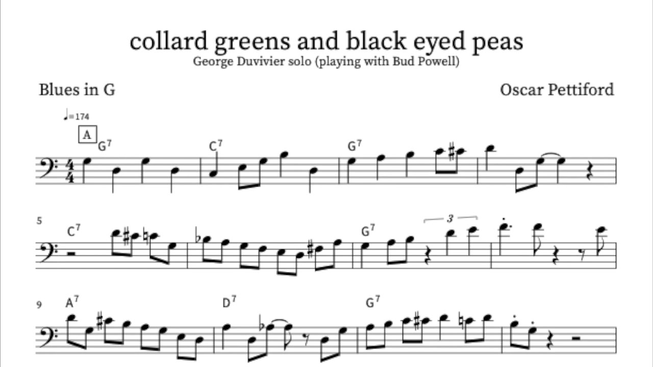 George Duvivier Bass Solo Transcription (Collard Greens and Black Eyed Peas)