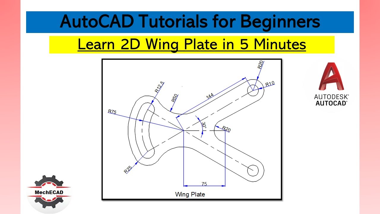 AutoCAD Tutorial for Beginners | Learn 2D Wing Plate in 5 Minutes | AutoCAD Mechanical