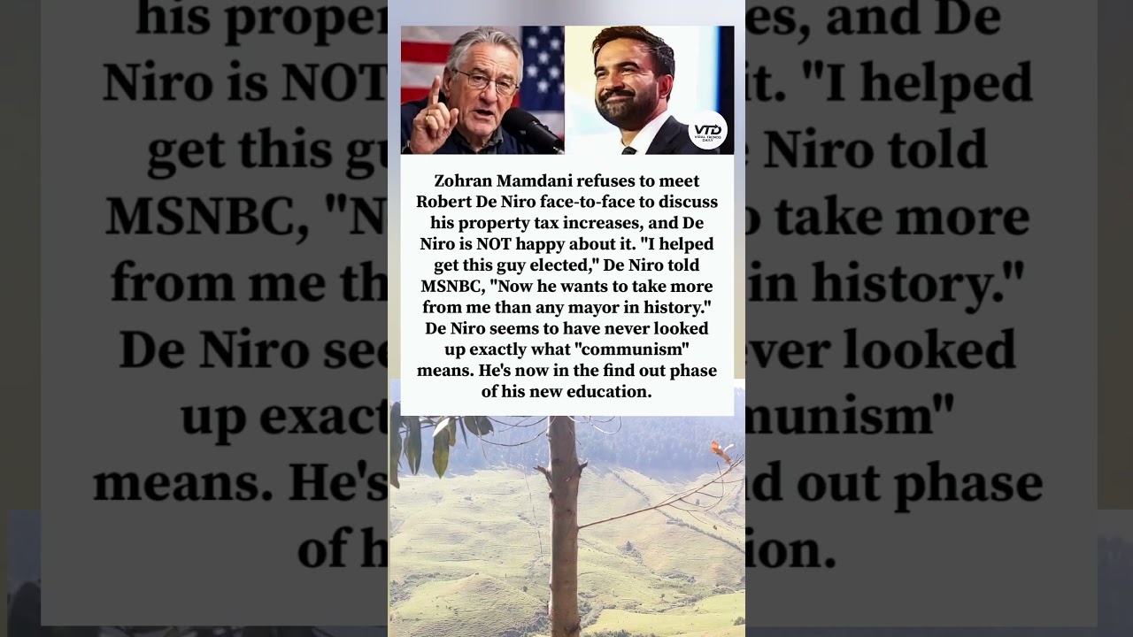 Robert De Niro criticizes Assembly Member Zohran Mamdani over proposed NYC property tax increases.
