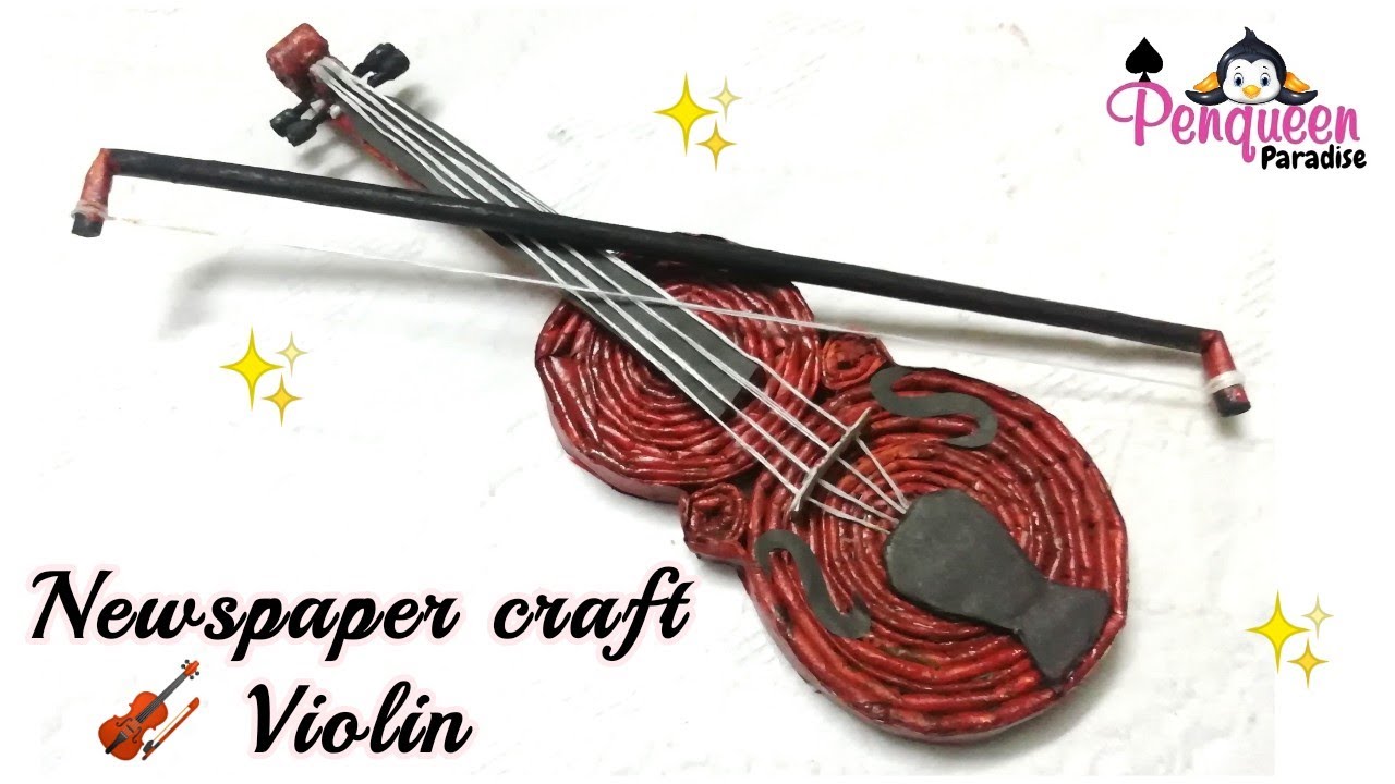 How to make Violin using Newspaper | violin instrument making | Paper Craft | Best out of waste