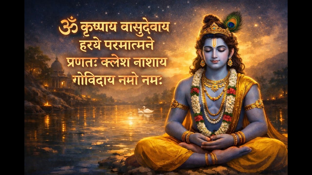 ॐ कृष्ण वासुदेवाय हरि परमात्मने 🙏 | Powerful Krishna Mantra | Peace & Positivity #krishna #bbs