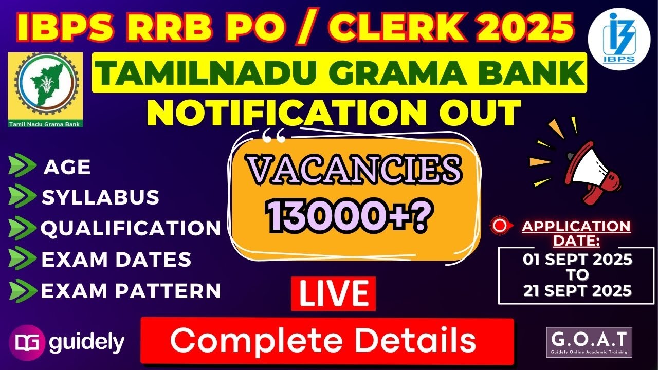 ✅RRB PO and Clerk 2025 Notification Out | TamilNadu Grama Bank Vacancies Increased? #rrbpo #rrbclerk