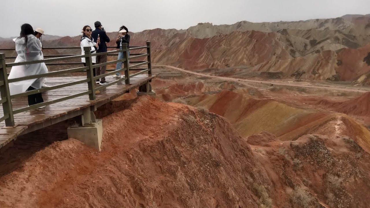 China colour full mountains of tha Zhangye danxia geopark 12k aerial 360k,Rainbow colour Mountains