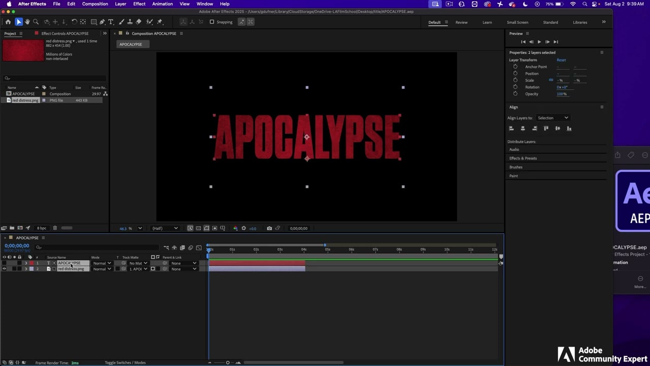 Modify the text and animate it in After Effects
