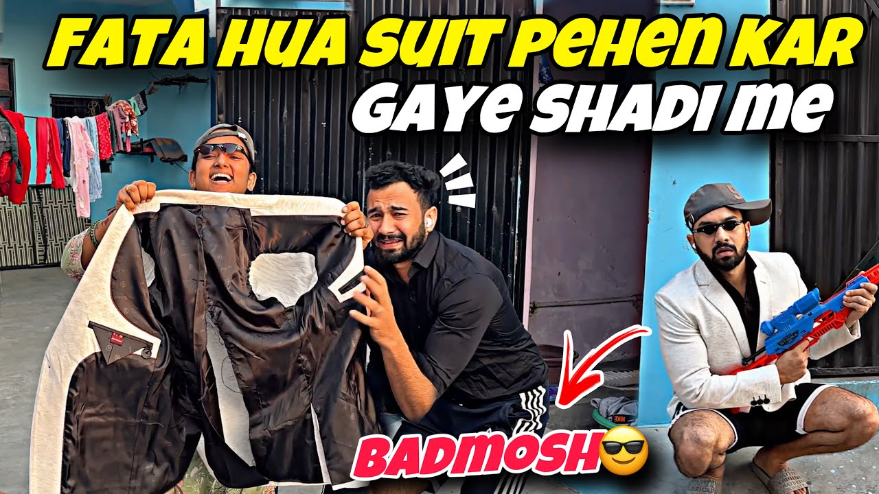⁠@Jeetthakur fata hua suit pehen kar gye shadi me🤣|| funny look || priya jeet vlogs #couplevlogs