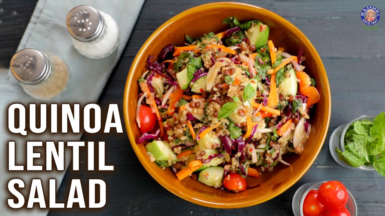 Quinoa Lentil Salad 💪| Quinoa Lentil Bowl | High Protein Salad For #WorkLunch #CollegeRecipes