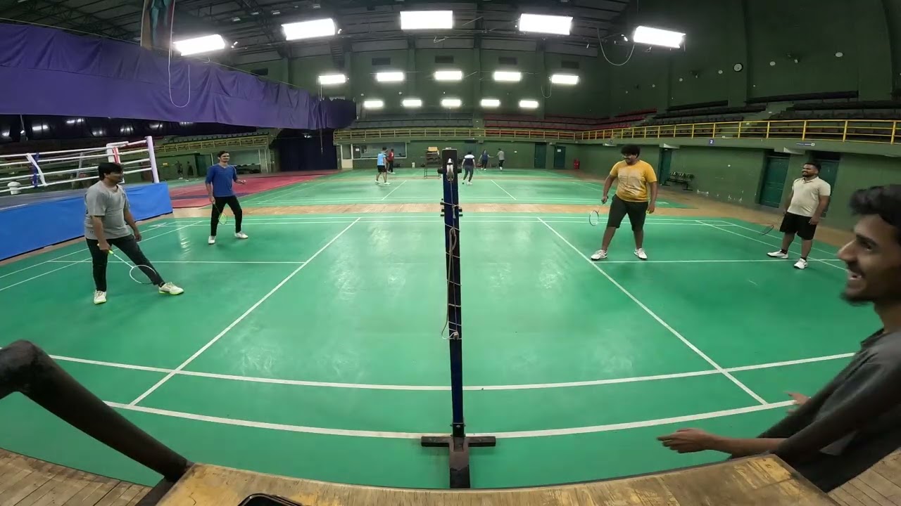 Playing Badminton doubles in Neharu indoor stadium shivamogga : 21/02/26