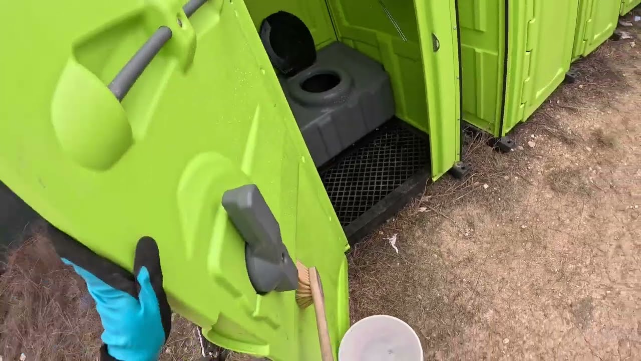 Portable restroom service on a commercial job site