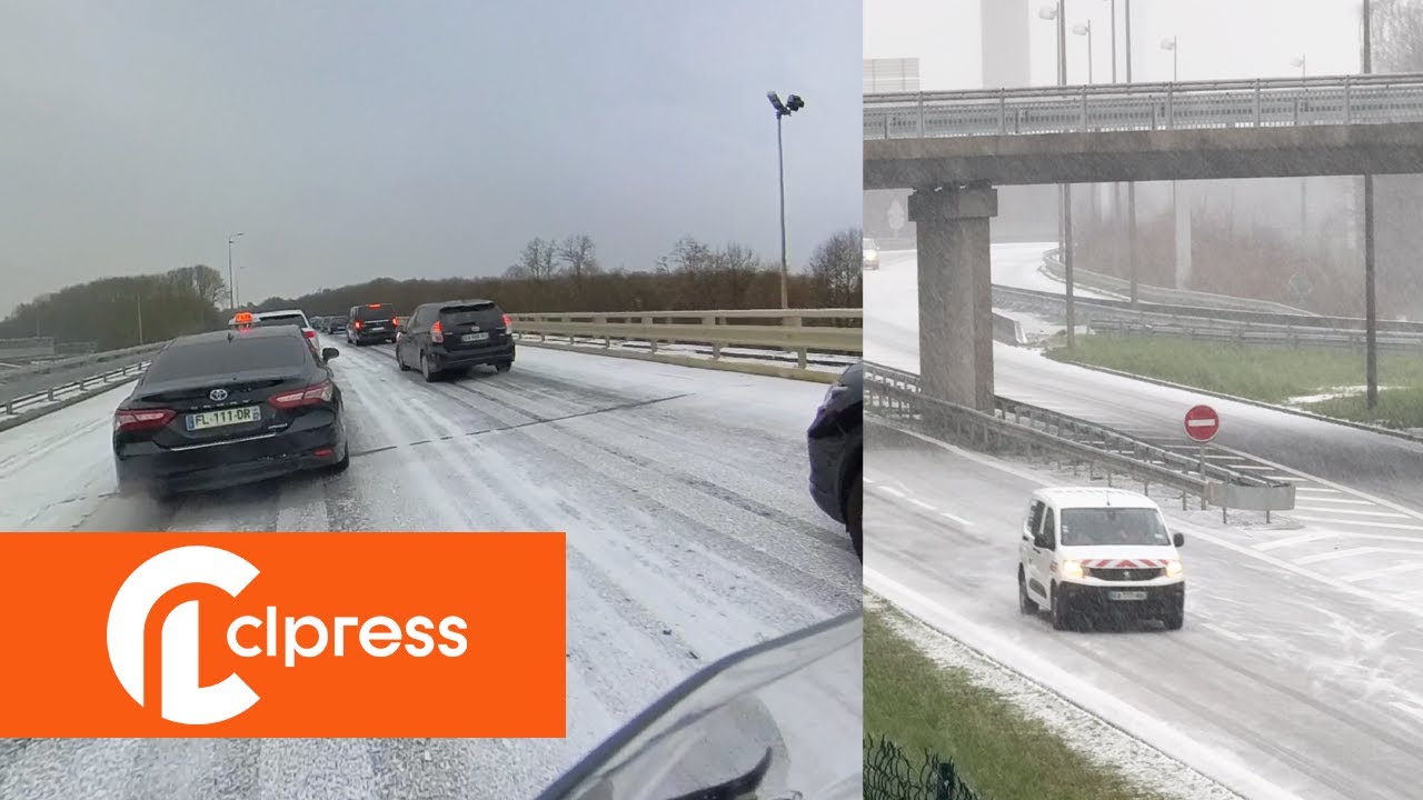 Chutes de neige en Île-de-France : la circulation perturbée (8 janvier 2024, Île-de-France, France)