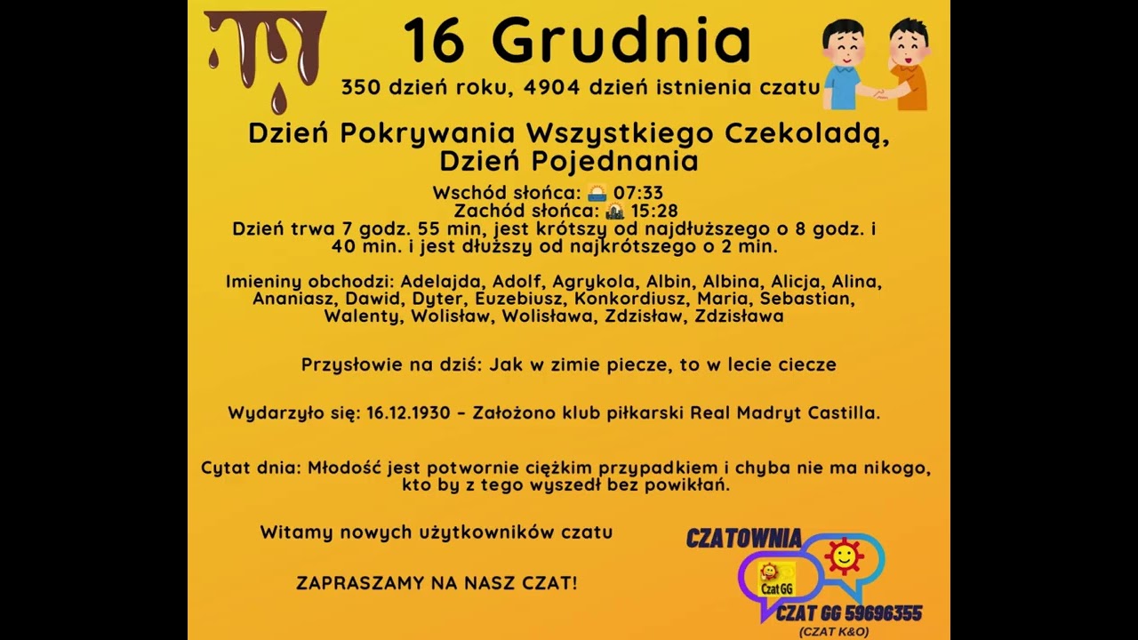 Kartka z Kalendarza - 16 Grudnia - Czatownia Czat GG:59696355