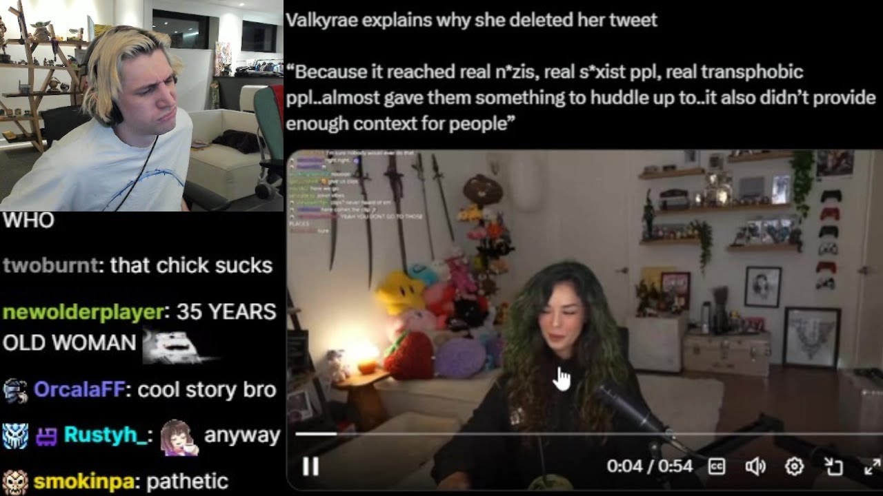xQc отреагировала на то, что Валькирия объяснила, почему она удалила свой твит