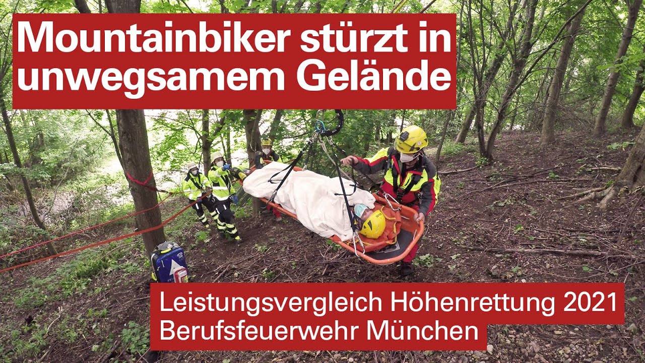 Mountainbiker stürzt 🚨 Leistungsvergleich Höhenrettung 2021 🧗‍♂️ Übung der Münchner Höhenretter