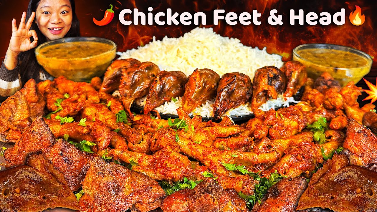 Spicy Chicken Variety Mukbang 🔥 Chicken Head, Feet & Chicken Diamond | Eating Show | Nepali MUkbang