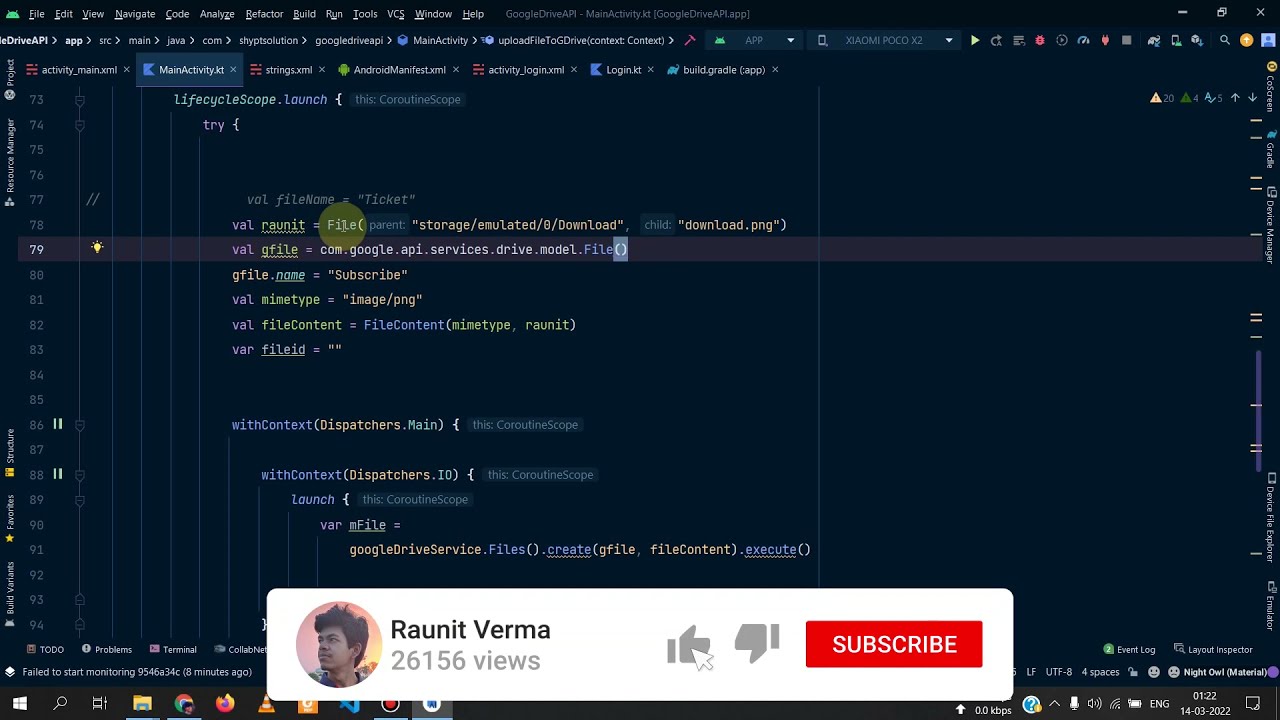 How to upload a file through Google Drive API in Android App using Kotlin | Google Drive API Android