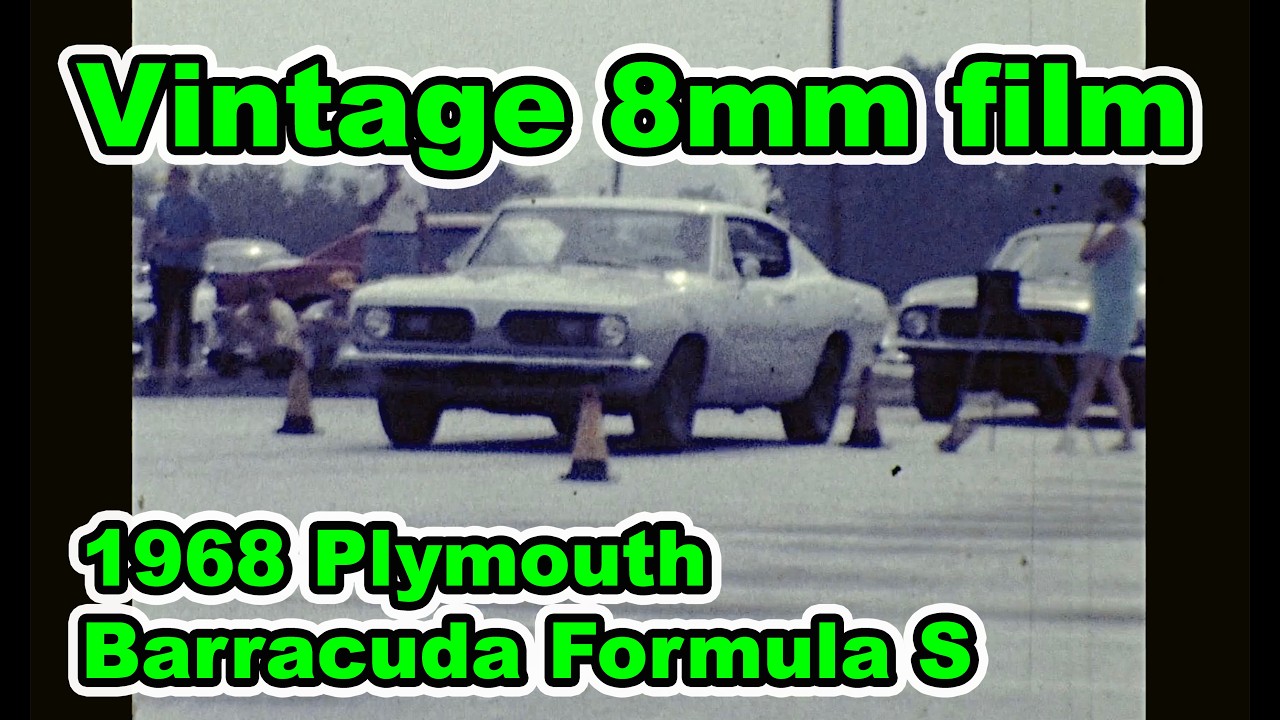 Vintage film of 1968 Plymouth Barracuda Running Time Trials - on 8mm