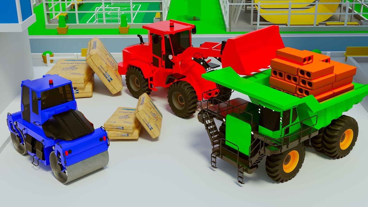 Park Construction! Bulldozer, Road Roller & Dump Truck at Work | 3D Construction Vehicles Animations