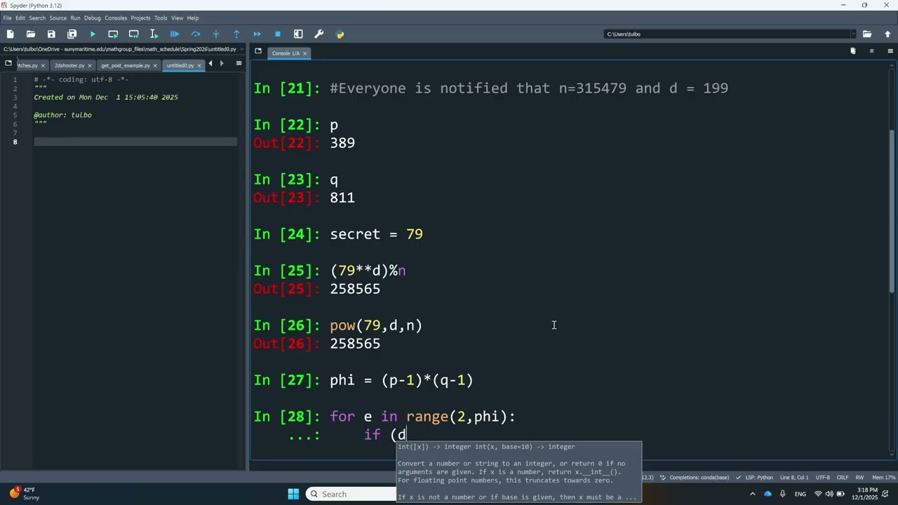 Демонстрация шифрования RSA с использованием Python
