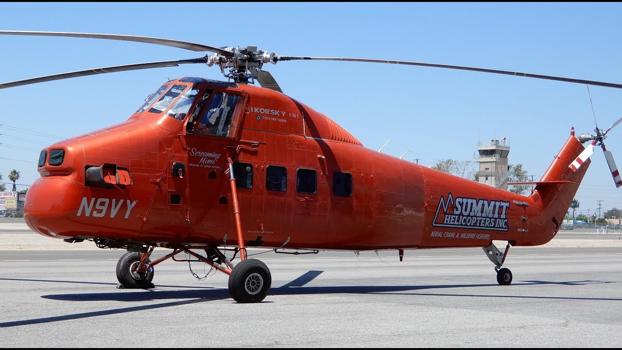 Sikorsky S-58 Helicopter Engine Start & Taxi 