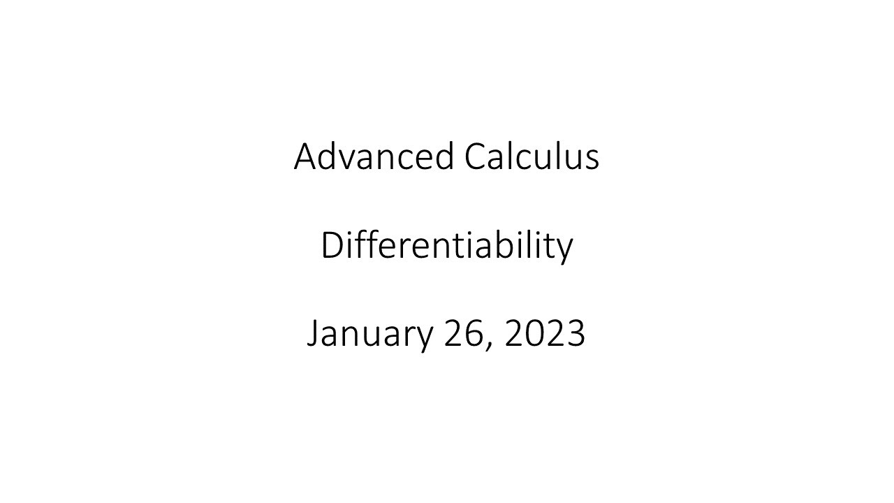 Advanced Calculus - Differentiability