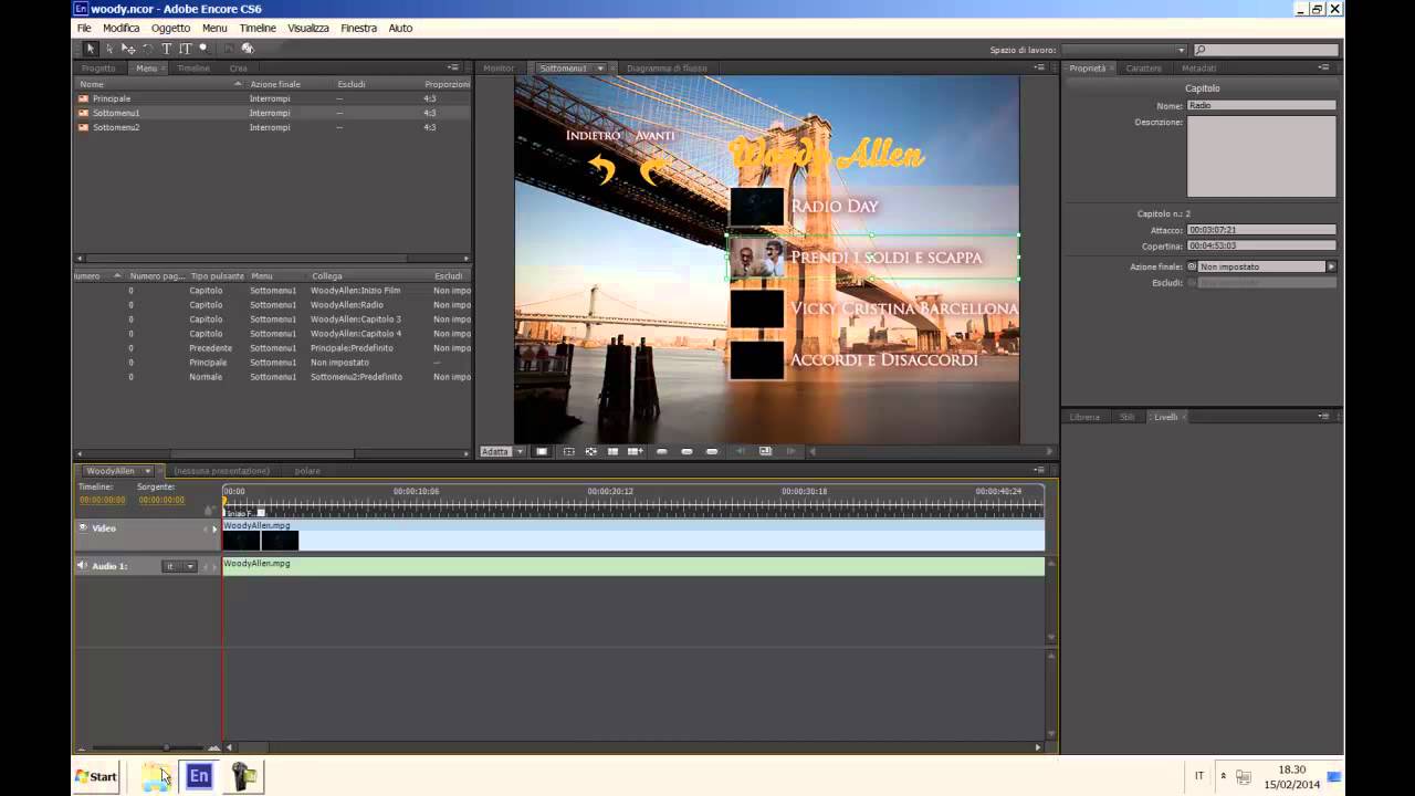 Adobe Encore: Conoscere Encore, primi passi per creare menu. Tutorial 6