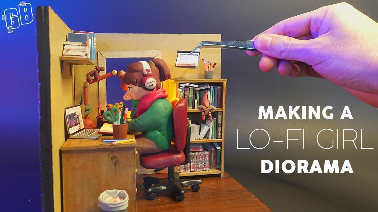 Making a Lo-Fi Girl Diorama with Household Junk :: ChilledCow Headphones Girl Model from Scratch