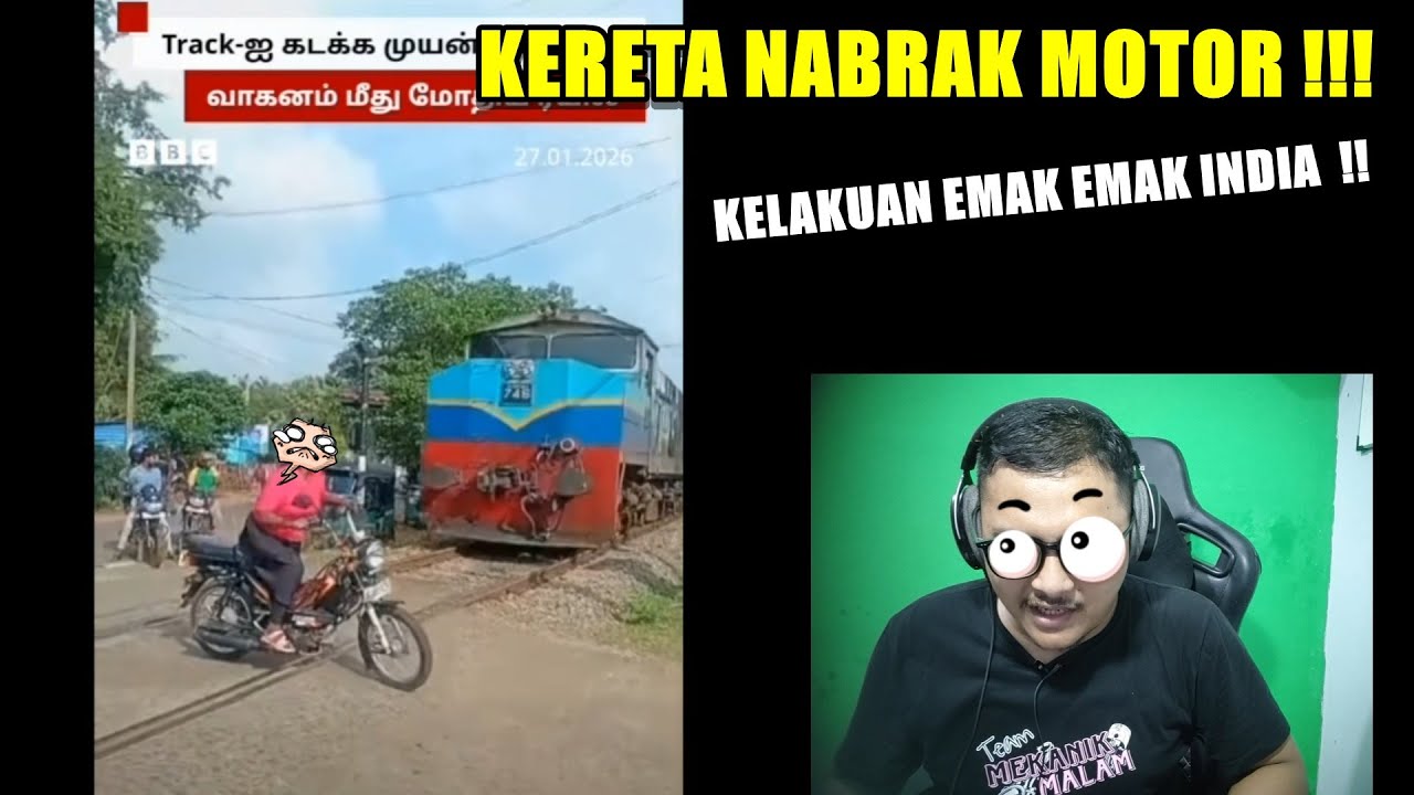 KERETA NABRAK MOTOR NYEBRANG REACTION KERETA