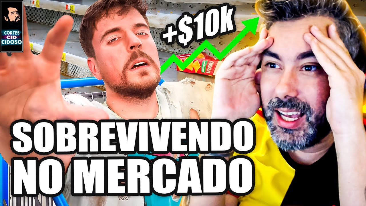 O DESAFIO DO MRBEAST DE SOBREVIVER EM UM SUPERMERCADO GANHANDO 10K POR DIA