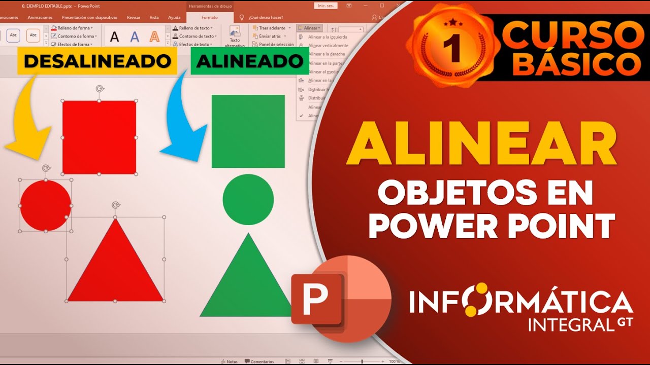 COMO ALINEAR Y DISTRIBUIR OBJETOS EN POWER POINT | Curso B&aacute;sico