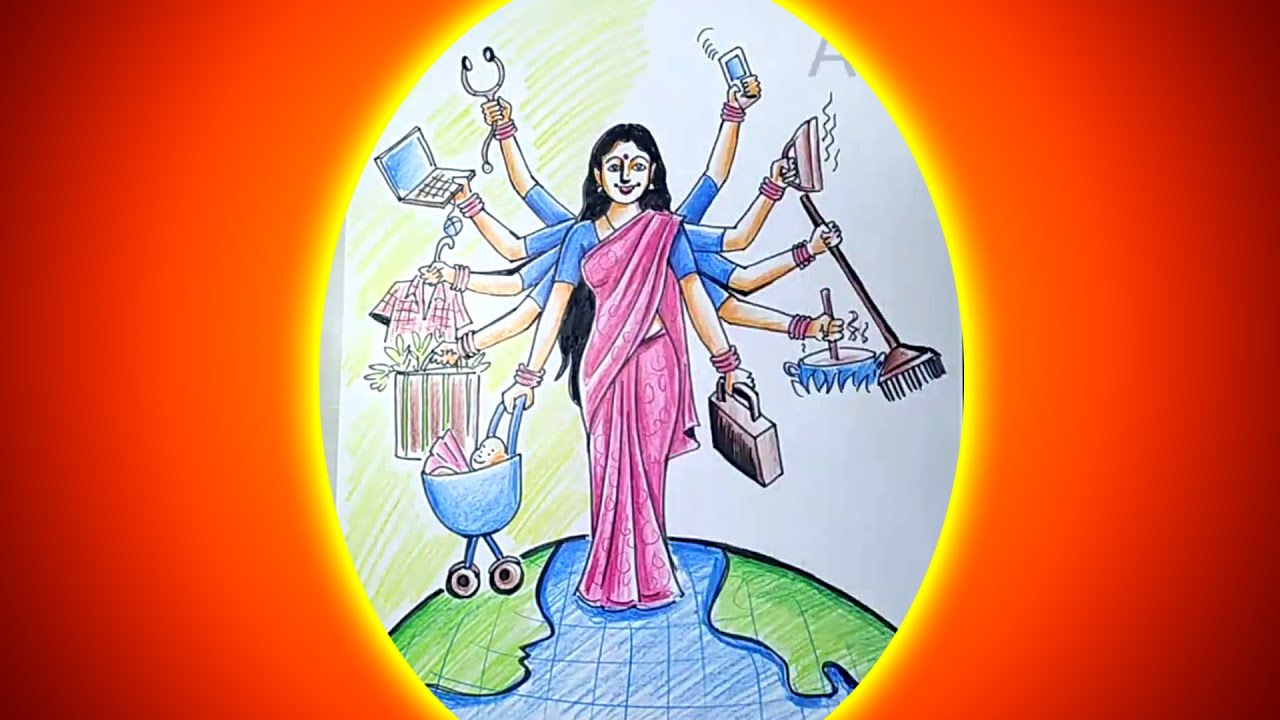 women empowerment drawing easy / women's day poster drawing /  international women's day drawing