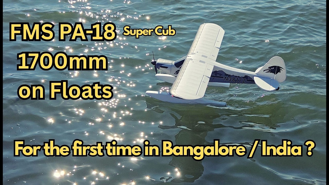FMS PA-18 Super Cub on Floats | Windy day Maiden Flight Over a Bangalore Lake! 