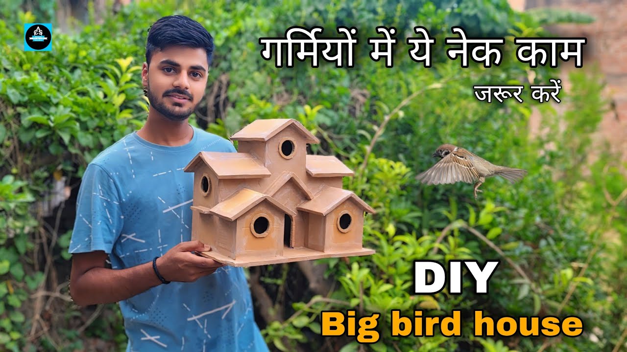 🐦how to make a beautiful bird house with waste materials/Garden decoration ideas