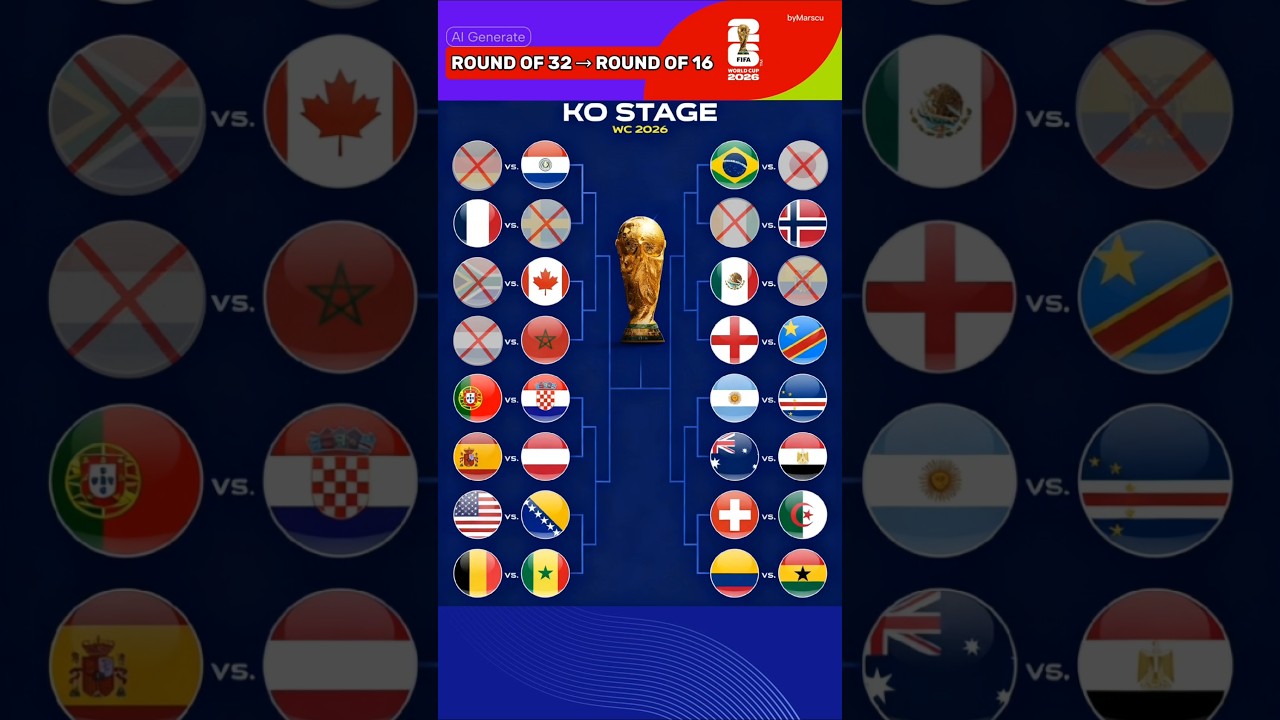 Round of 16 Matches 🔥 | World Cup 2026 Update ⚽ #worldcup #football