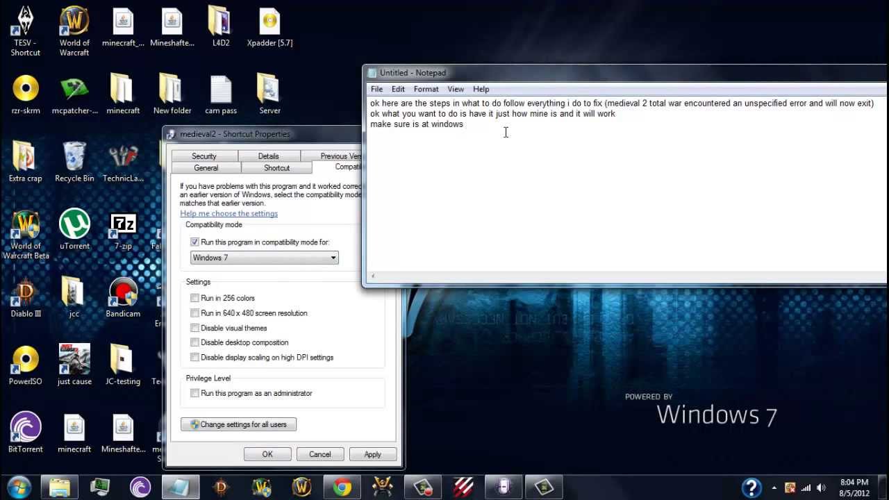 How to fix medieval 2 total war encountered an unspecified error and will now exit