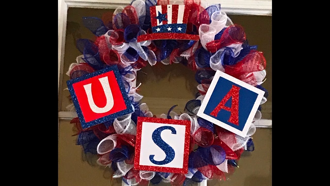 Dollar Tree DIY: Memorial Day & 4th of July Deco Mesh Wreath Tutorial May 18, 2017