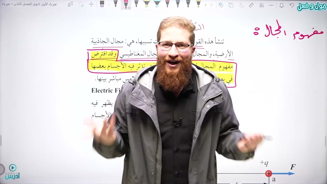 3 - 2 - 1 المجال الكهربائي | فيزياء الأول ثانوي الفصل الثاني - الأستاذ مؤمن عمر