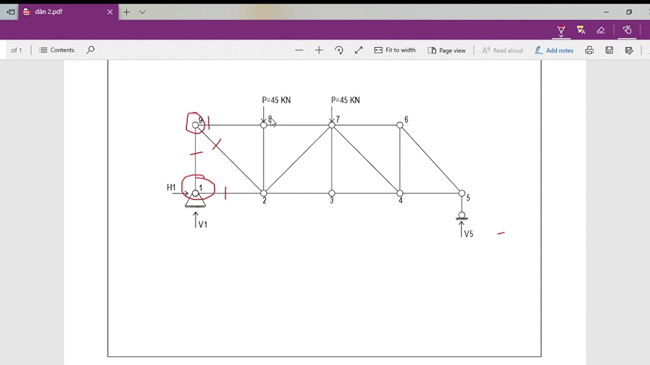 Tính nội lực trong thanh dàn bằng phương pháp tách nút toàn bộ
