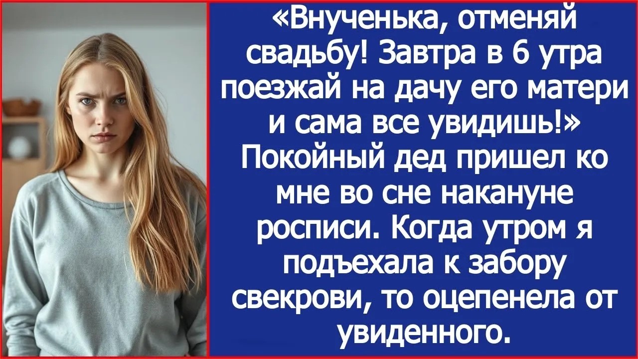 Внучка, отменяй свадьбу! Поезжай на дачу его матери и все увидишь! Покойный дед пришел ко мне в