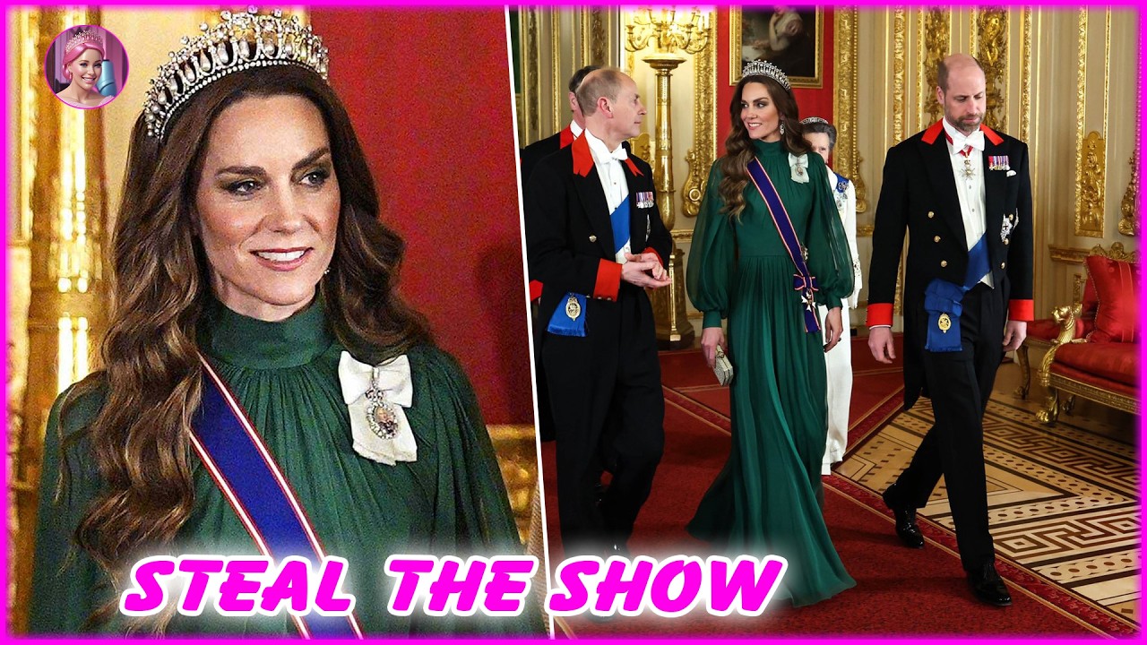 Catherine DAZZLE in Favourite Tiara & Emerald Gown at Historic State Banquet With Nigeria