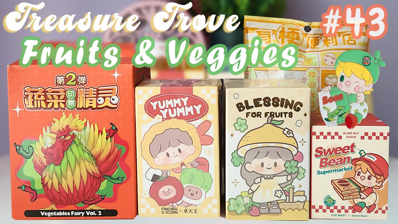 Treasure Trove #43 Fruits & Veggies Blind Box Unboxing (PopMart, Finding Unicorn, Vegetables Fairy+)