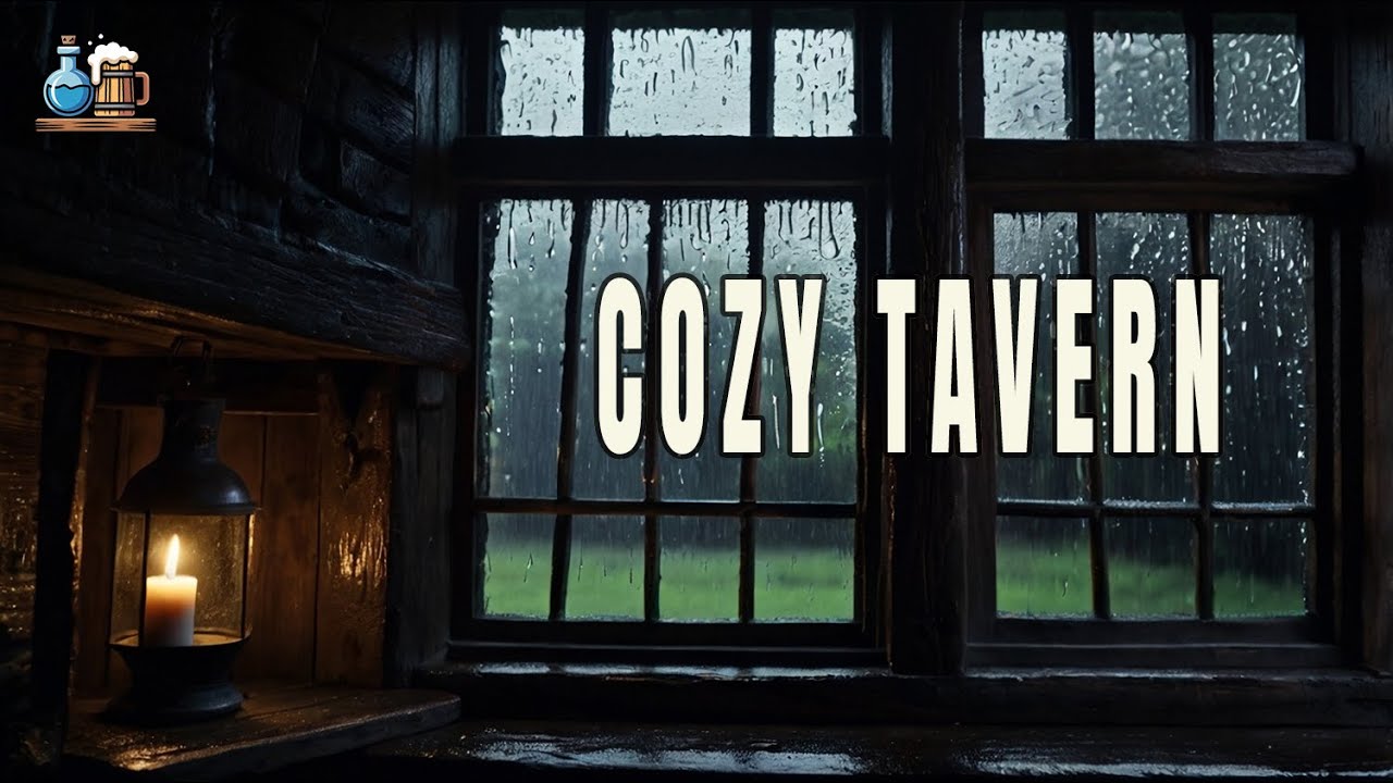 Cozy Tavern Ambience with Rain | Medieval Background Music (1 Hour)