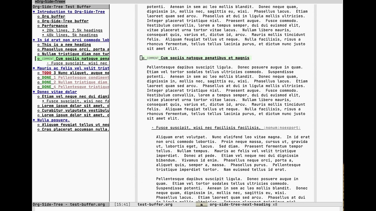 Org-Side-Tree - Navigate Org-mode outlines in Emacs via side window