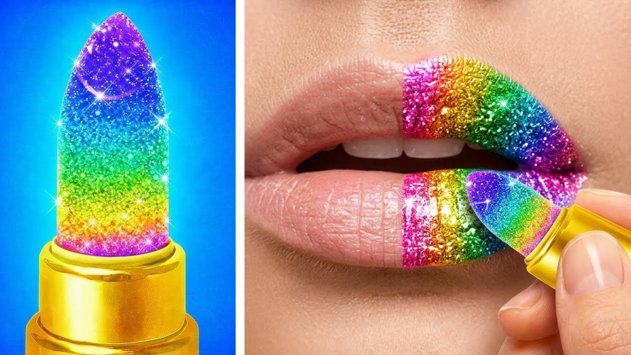 RAINBOW MAKE UP HACKS 🌈 Who Makes It Better?💄Rainbow DIY Challenge