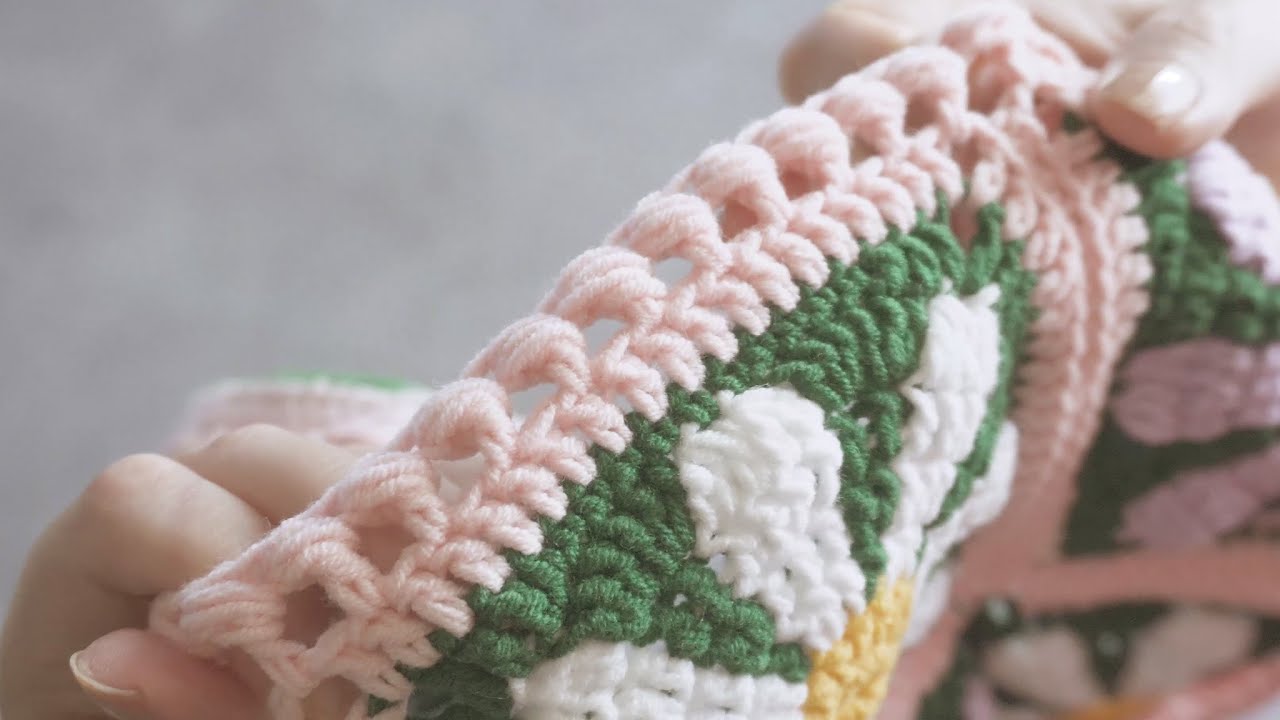 [코바늘] 비드스티치ㅡ데이지 모티브 가장자리 l crochet motif edgeㅡbead stitch